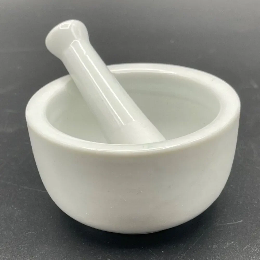 Set of 4 HIC Kitchen Small Mortar and Pestle Set Fine White Porcelain 2.75